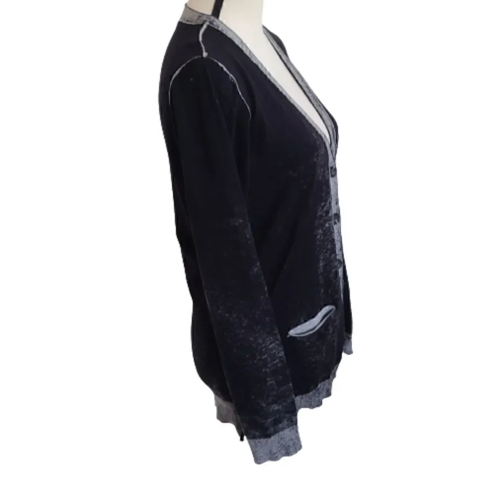 Michael Stars Black & Gray Button Front Cardigan Sweater 100% Cotton -  Size 2